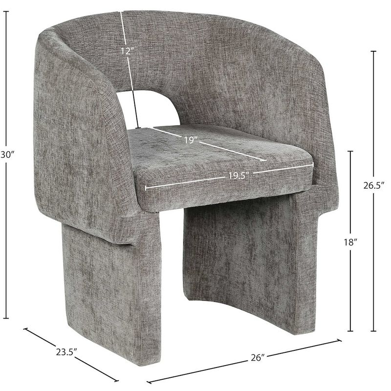 Meridian Furniture Emmet Grey Chenille Fabric Dining Chair / Accent Chair