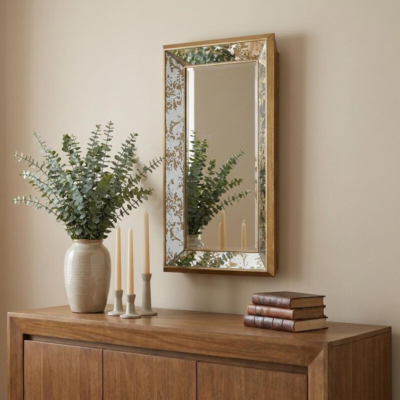 HomeRoots 20" Silver Glass Framed Accent Mirror image number 1