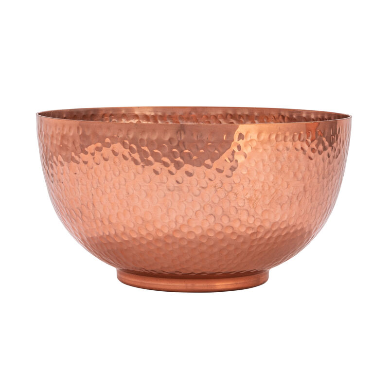 Round Hammered Metal Bowls, Copper Finish, Set of 2 image number 4