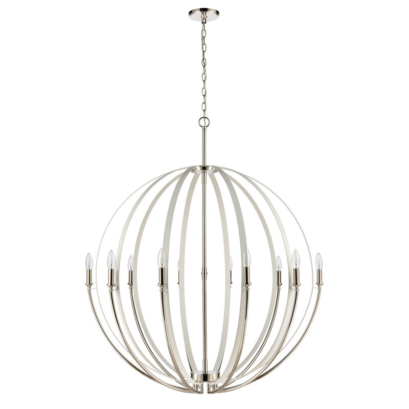 Rotunde 38'' Wide 10-Light White Chandelier image number 1