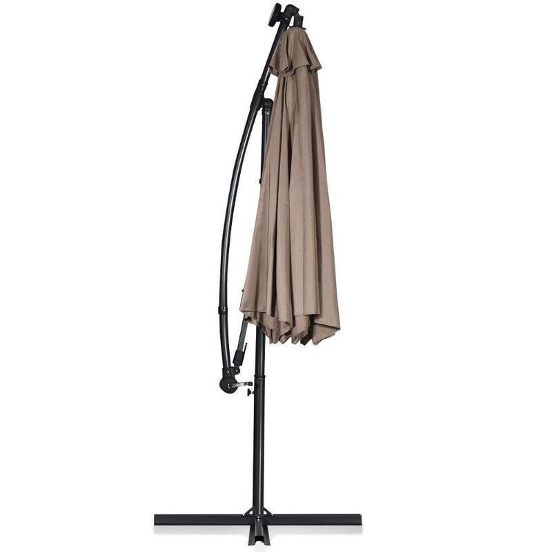 360-Degree Rotating Patio Umbrella &ndash; Solar Powered LED Cantilever Shade (Base Not Included)
