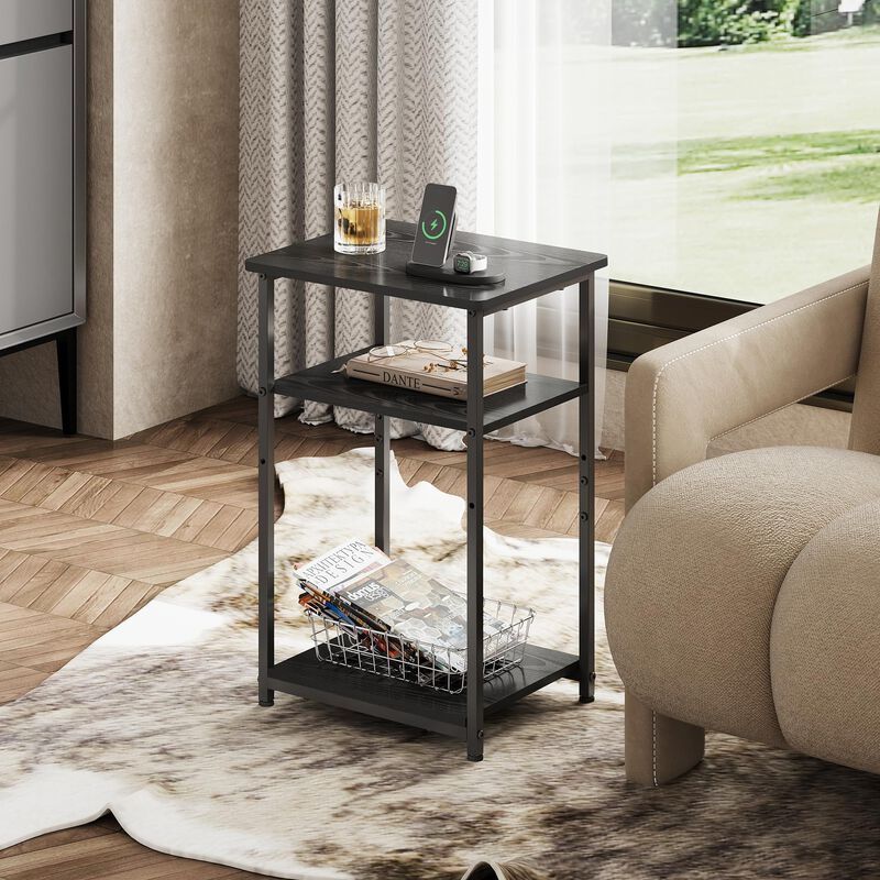 WLIVE Black Side Tables Living Room Set of 2, Industrial End Table for Two, Black Side Table for Bedroom, Home Office, Small Spa