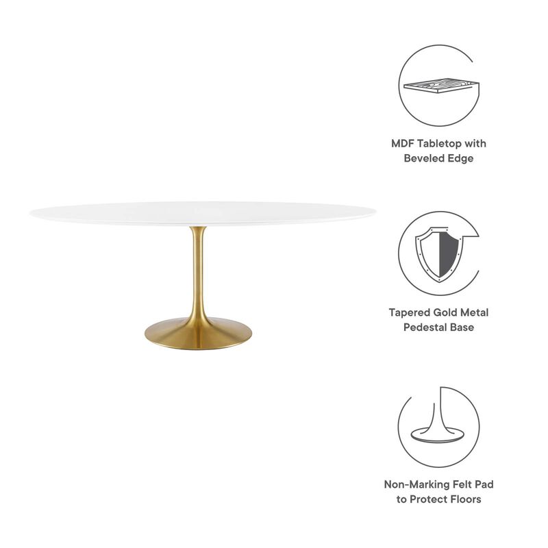 Modway - Lippa 78" Oval Wood Dining Table Gold White