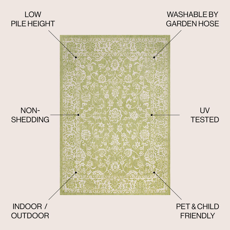Tela Bohemian Textured Weave Floral Indoor/Outdoor Area Rug