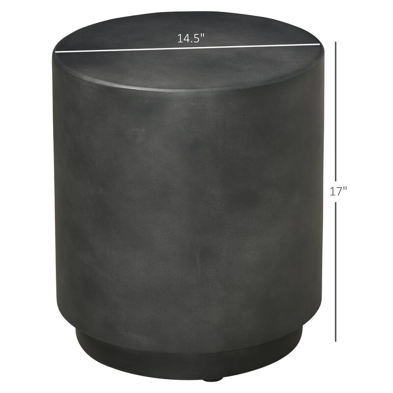 Charcoal Gray Patio Table: Round Concrete-Finish Side Table