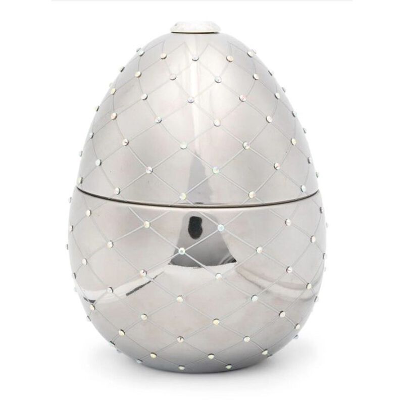 Candle in Ceramic Egg BOIS DE ROUSSIE 16 oz Silver 6.5 diam. x 7.48 in image number 0