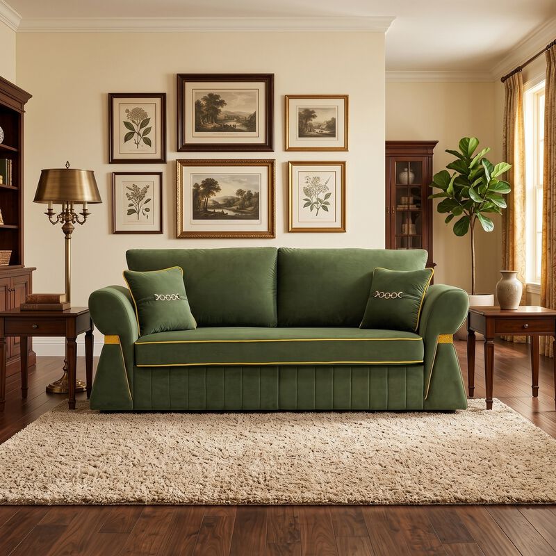 Pifpru 83.5 Inch Velvet 3 Seater Sofa Couch image number 1