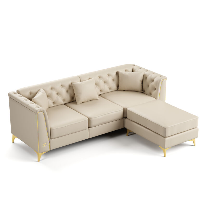 Wotvo 81.5" 3-Seater Modular Chesterfield Sofa image number 3