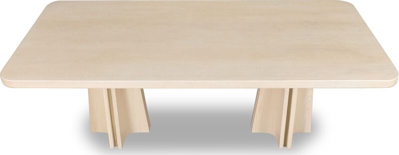 Zinnia Ash Wood Double Pedestal Dining Table in White Sand