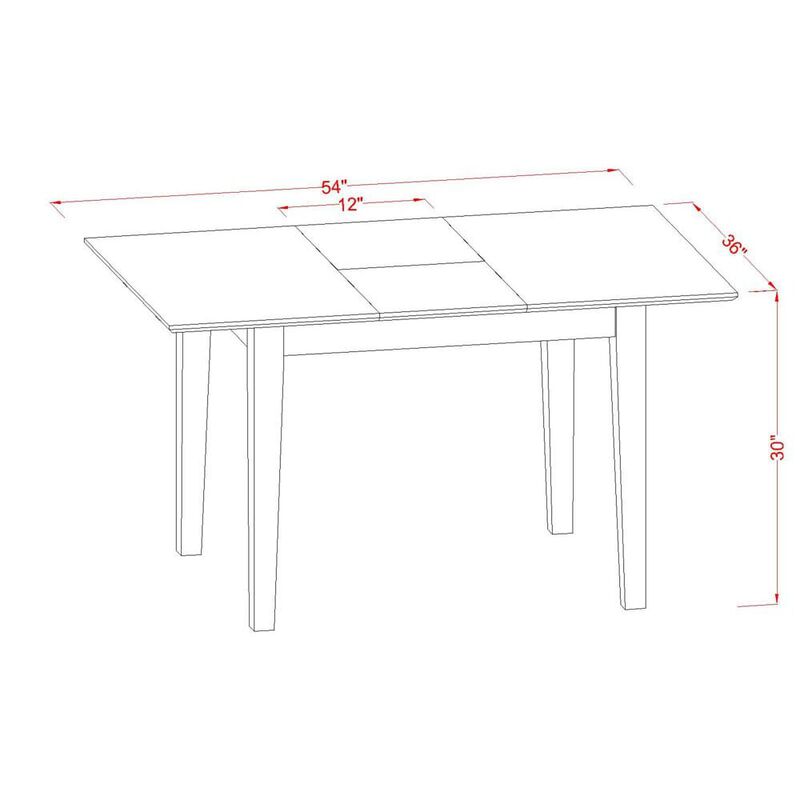 3 Piece Kitchen Set Consists of a Rectangle Dining Table with Butterfly Leaf
