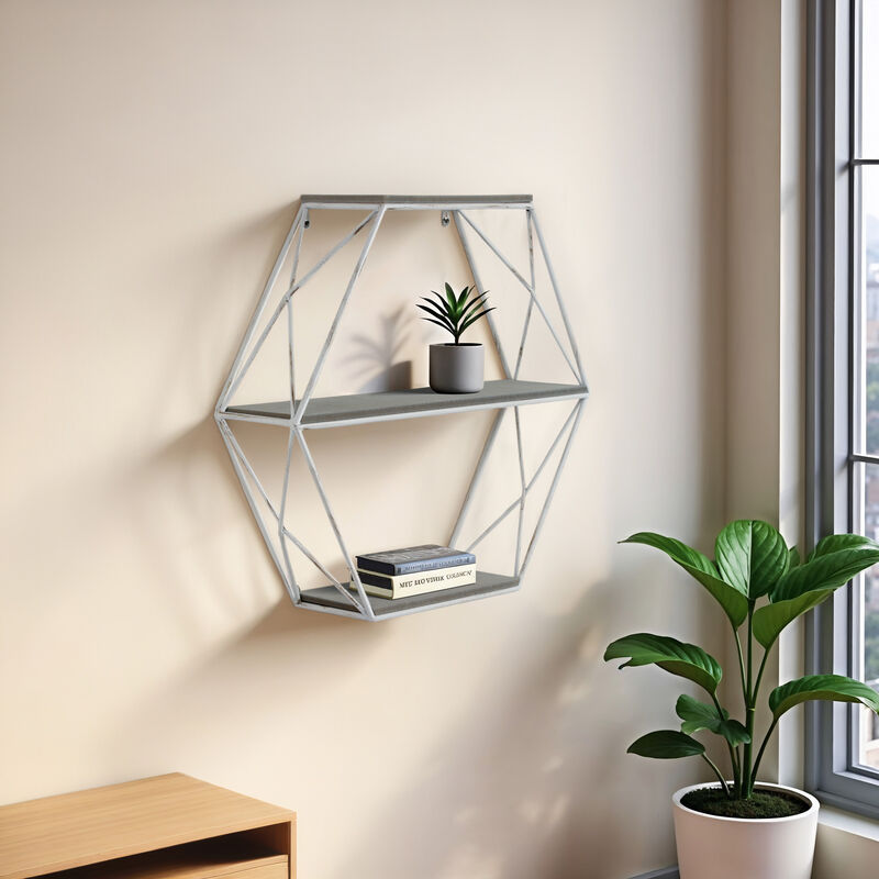 3-Tier Hexagon Wall Shelf