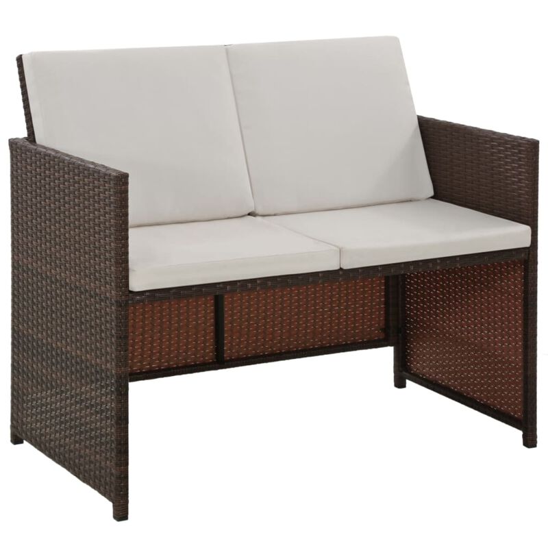 vidaXL 6 Piece Outdoor Dining Set with Cushions Poly Rattan Brown