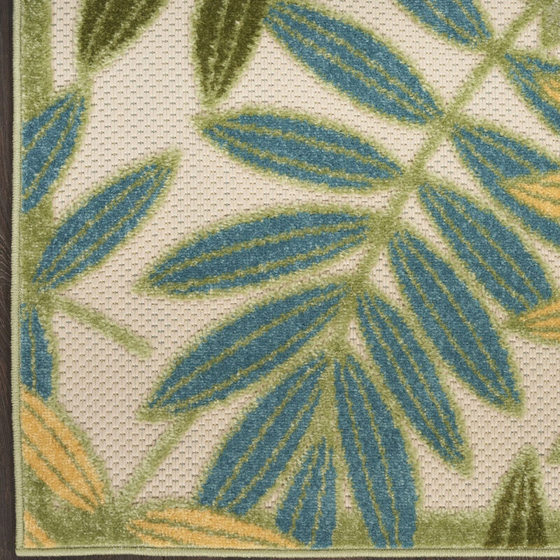 HomeRoots 8' Green Yellow And Blue Floral Indoor Outdoor Runner Rug image number 2