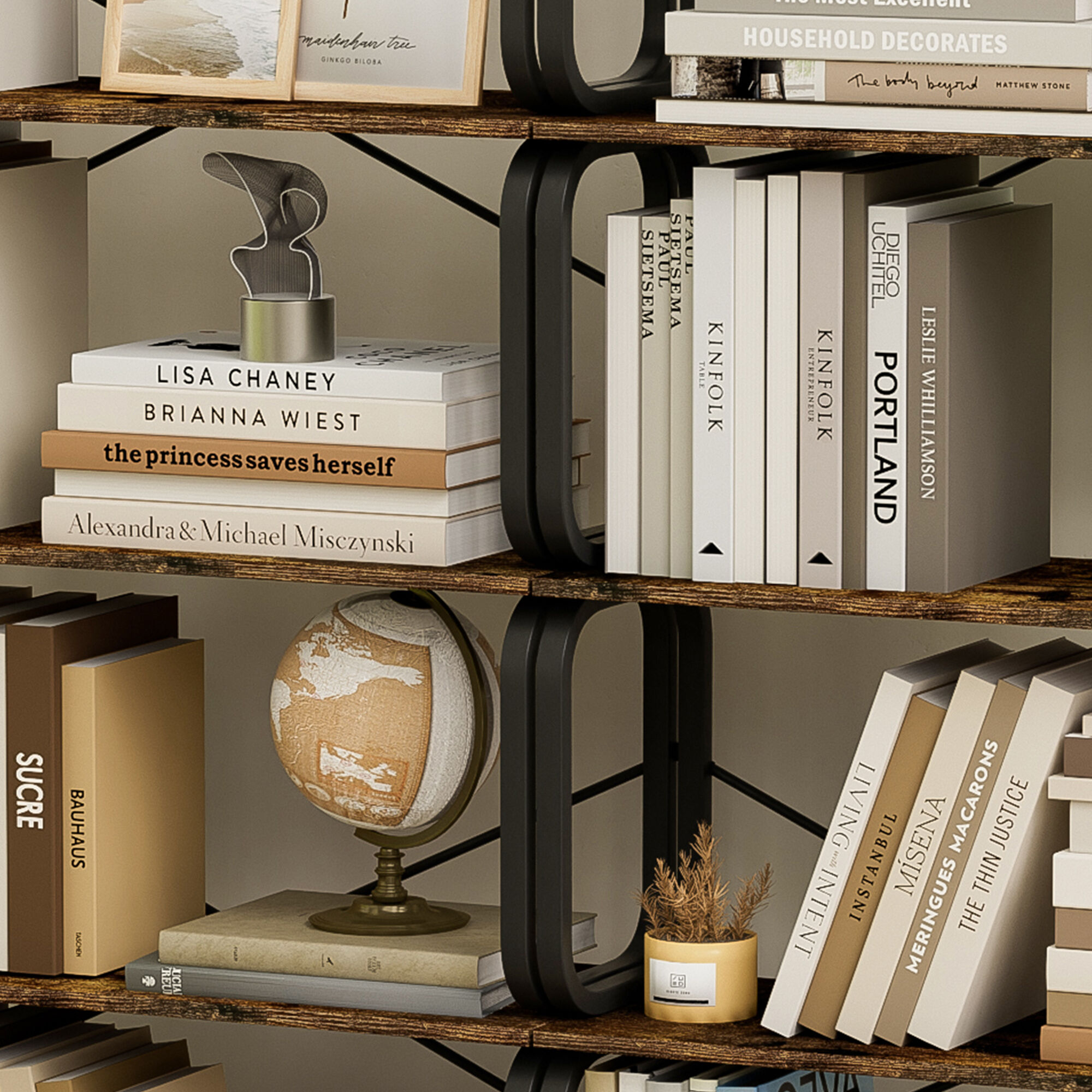 5-Tier Industrial Bookshelf, Rustic Brown Tall Bookcase with Open