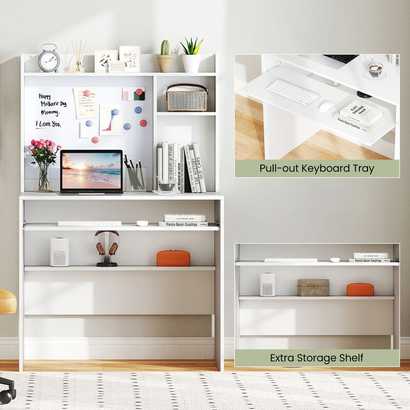 Compact Office Desk with Hutch and Magnetic Whiteboard for Productivity image number 7