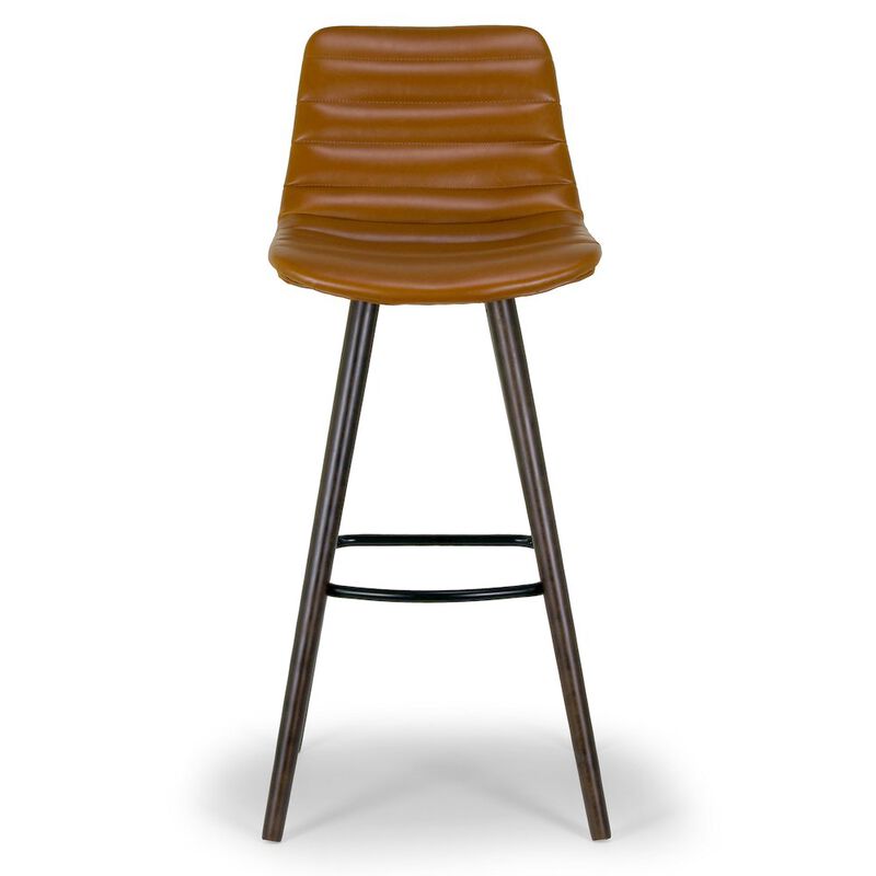 Glamour Home Set of 2 Alden Caramel Brown Bar Stool with Beech Legs