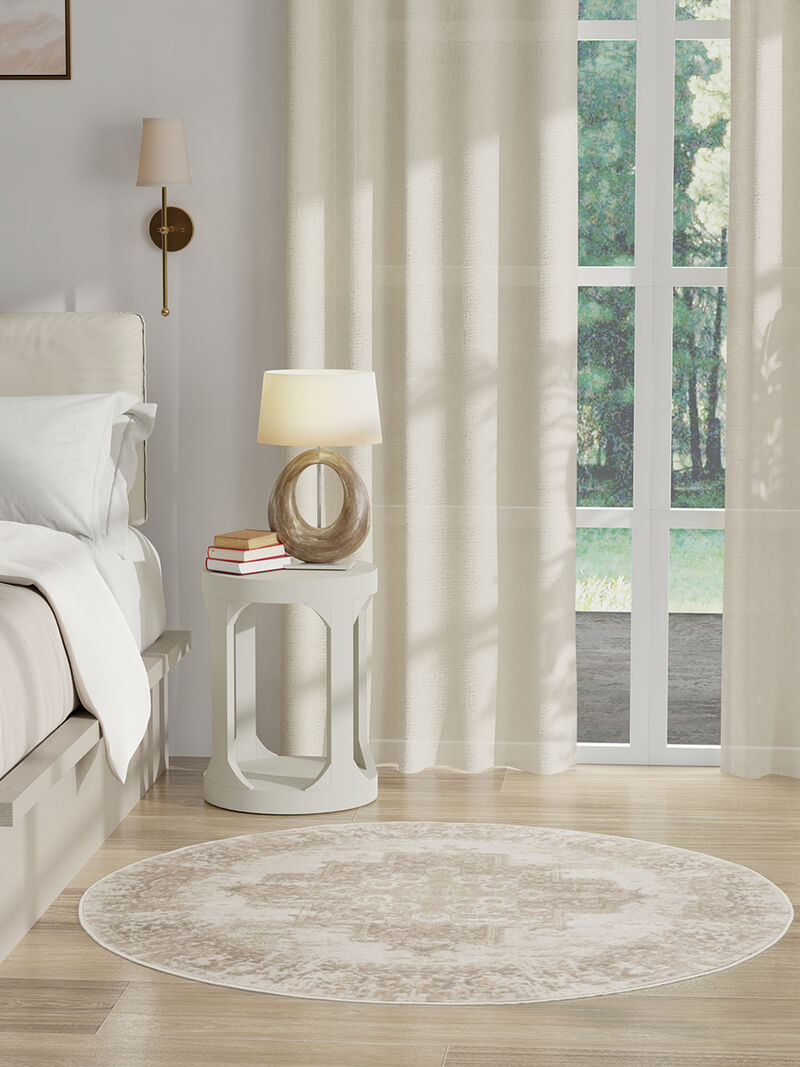 Grafix GRF14 Ivory/Beige 5'3" x Round Rug