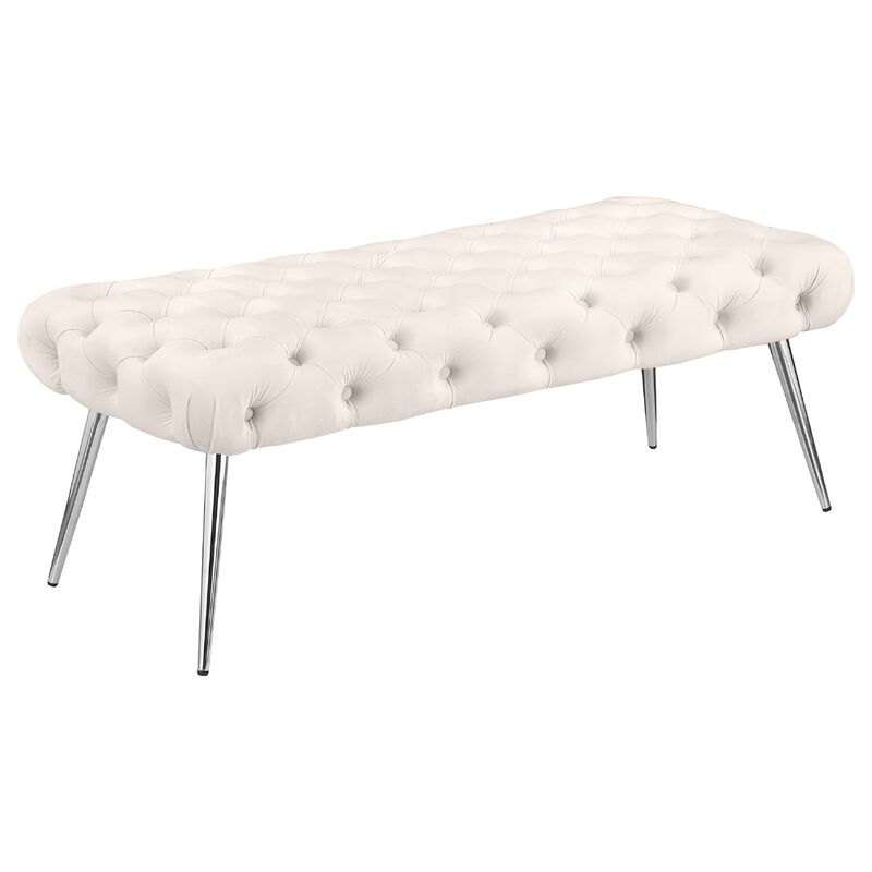 Lila Bench, Foam Seat, Button Tufted, Chrome Legs image number 2