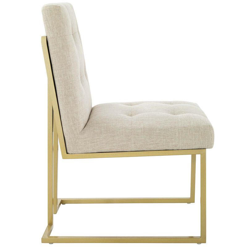 Privy Gold Stainless Steel Upholstered Fabric Dining Accent Chair image number 1