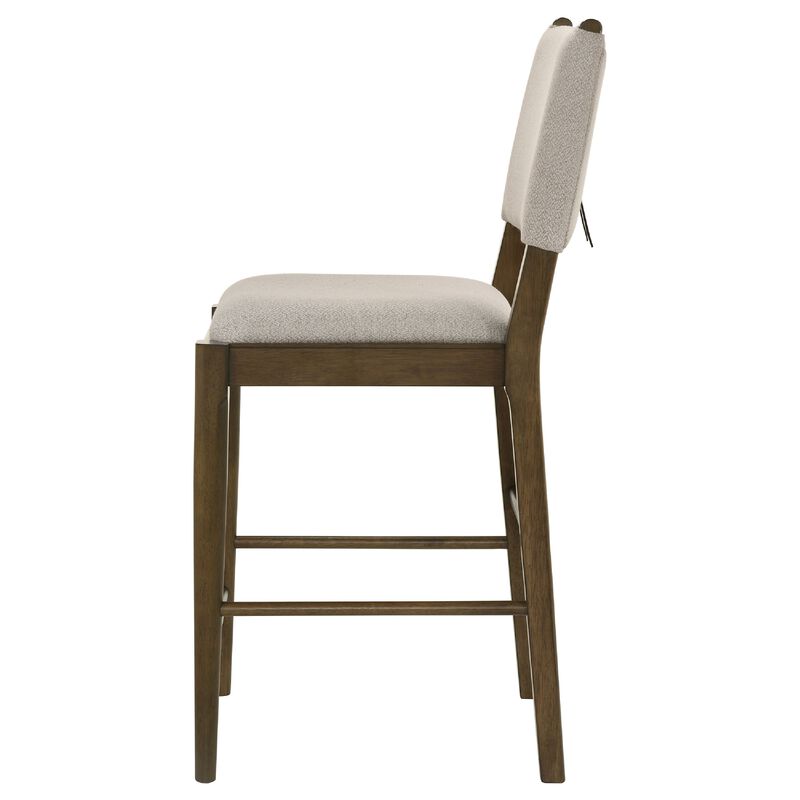 Clera Upholstered Counter Side Chair, Tie Accent, Set of 2, Brown Wood image number 4