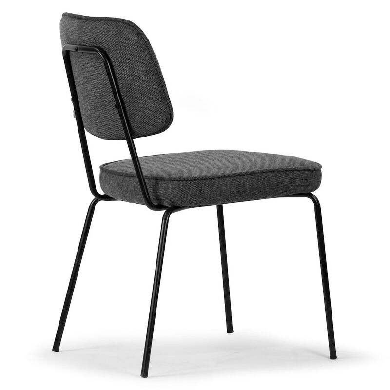 Glamour Home Set of 2 Aven Gray Fabric Dining Chair with Black Metal Legs