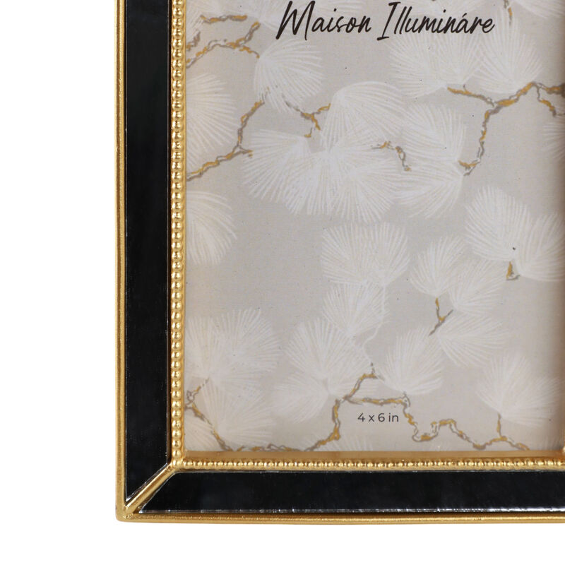 4x6 Resin Mirrored Beaded Border Photo Frame, Gold image number 4