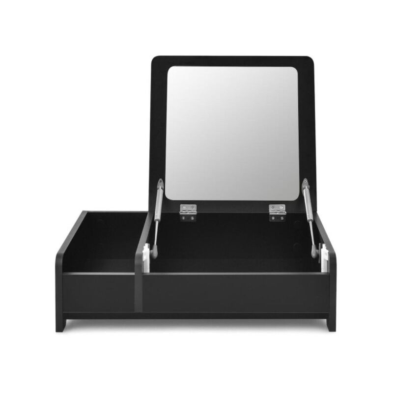 Hivvago Compact Bay Window Makeup Dressing Table with Flip-Top Mirror