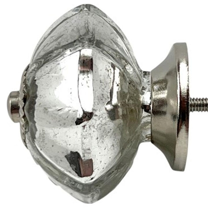 HomeRoots Set of Six Silver Glass Drawer Pull Knobs