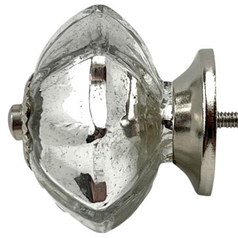 HomeRoots Set of Six Silver Glass Drawer Pull Knobs image number 0