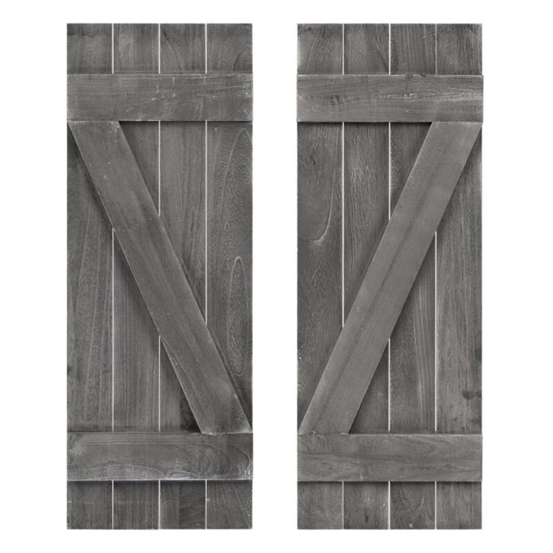 Hivvago 36 x 13 Inch Farmhouse Paulownia Wood Window Shutters Set of 2 for Windows