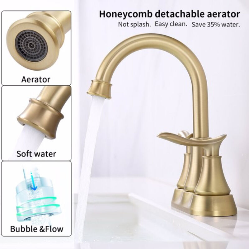 Centerset Bathroom Faucet, Brushed Gold Vanity Sink Faucet with Pop-Up Drain & Hoses image number 9