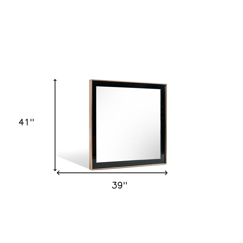 HomeRoots 39" Rose Gold and Black Wood and Metal Framed Accent Mirror image number 4