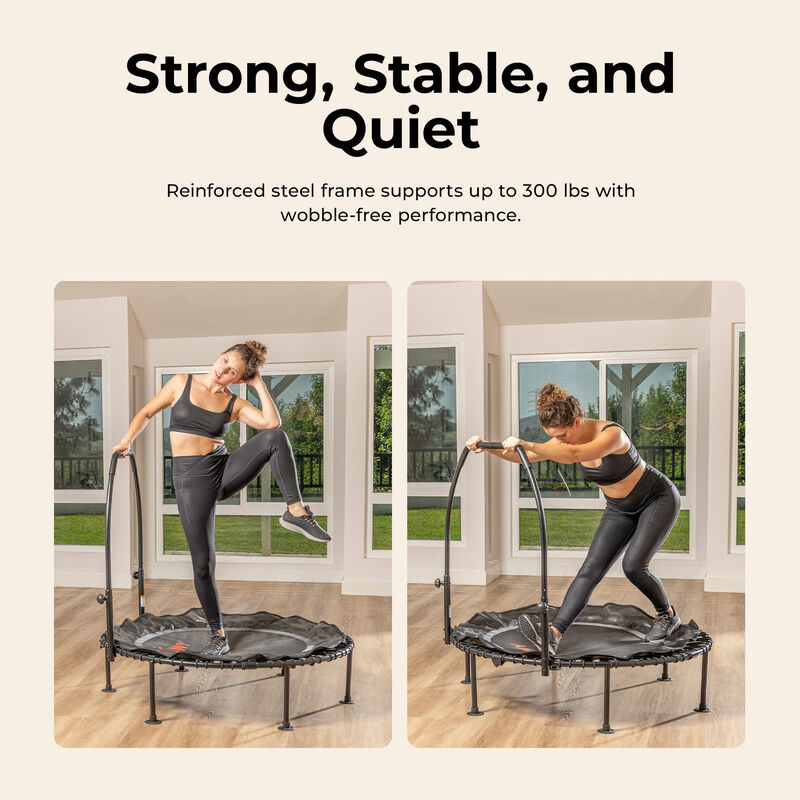 Sunny Health & Fitness Active Quiet Fitness 48" Trampoline with Adjustable Stability Handlebar image number 4