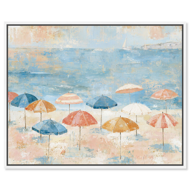 Ocean Umbrellas II Nautical and Coastal Canvas Print by Art Remedy image number 0