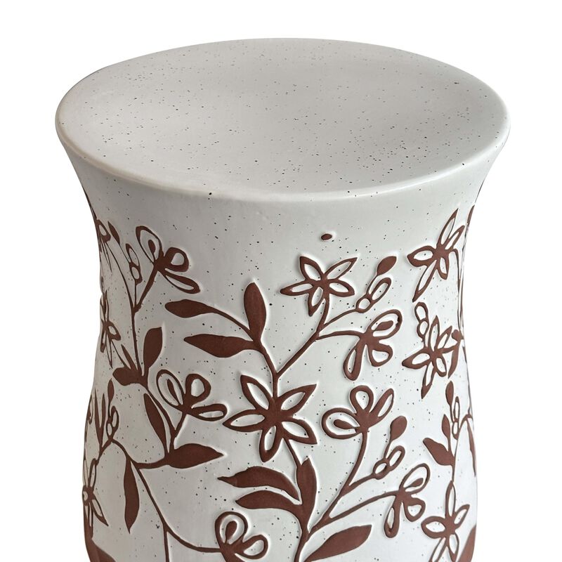 Tov Furniture Ceramic Carved Terracotta Table image number 3