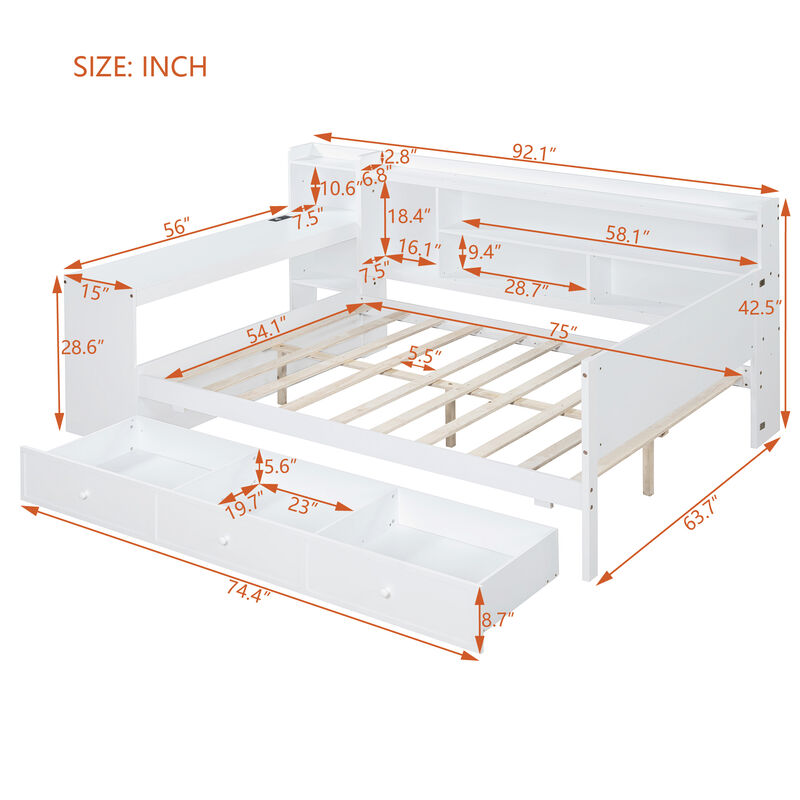 Merax Multifunctional Pine Daybed with Desk & Storage image number 4