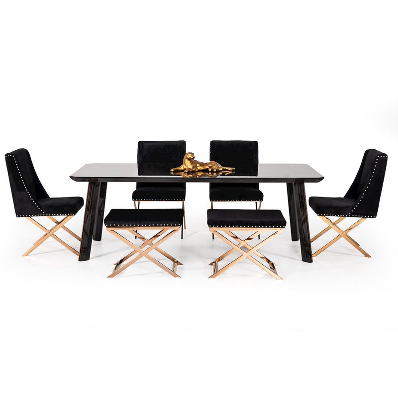 Modrest Chadwick Modern Ebony & Rosegold Dining Table