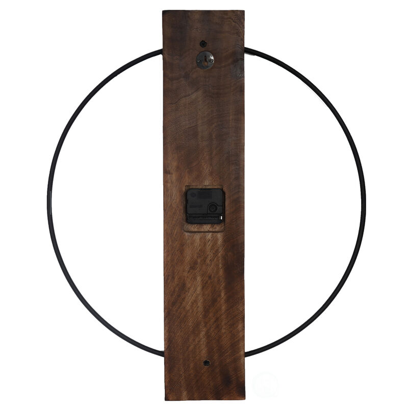 Clockswise Decorative Extra Large Modern Brown Wall Clock with Black Metal Frame on Rectangular Wood Board, Battery Operated Silent. 20" Dia, for Dining Living Kitchen Bedroom Office Restaurant bar