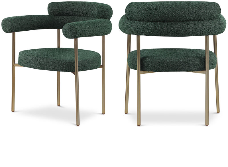 Meridian Furniture Blake Green Boucle Fabric Dining Chair, Set of 2