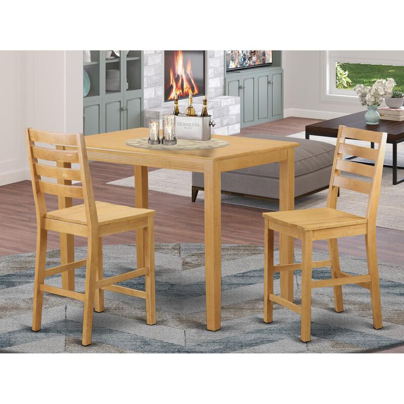 East West Furniture 3  Pc  counter  height  pub  set  -  counter  height  Table  and  2  counter  height  Dining  chair.