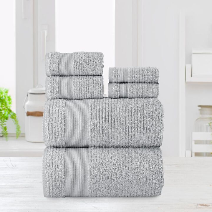 Chic Home Premium 6-Piece Pure Turkish Cotton Towel Set 2 Bath Towels, 2 Hand Towels, 2 Washcloths Grey