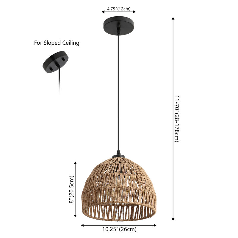 Campana Bohemian Modern Woven Rattaniron LED Pendant