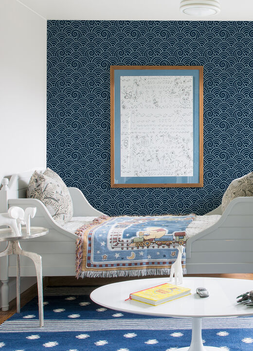 Alorah Navy Wave Wallpaper