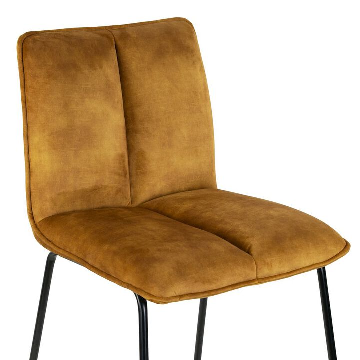 Glamour Home Set of 2 Avent Capuccino Brown Fabric Counter Stool with Black Metal Legs