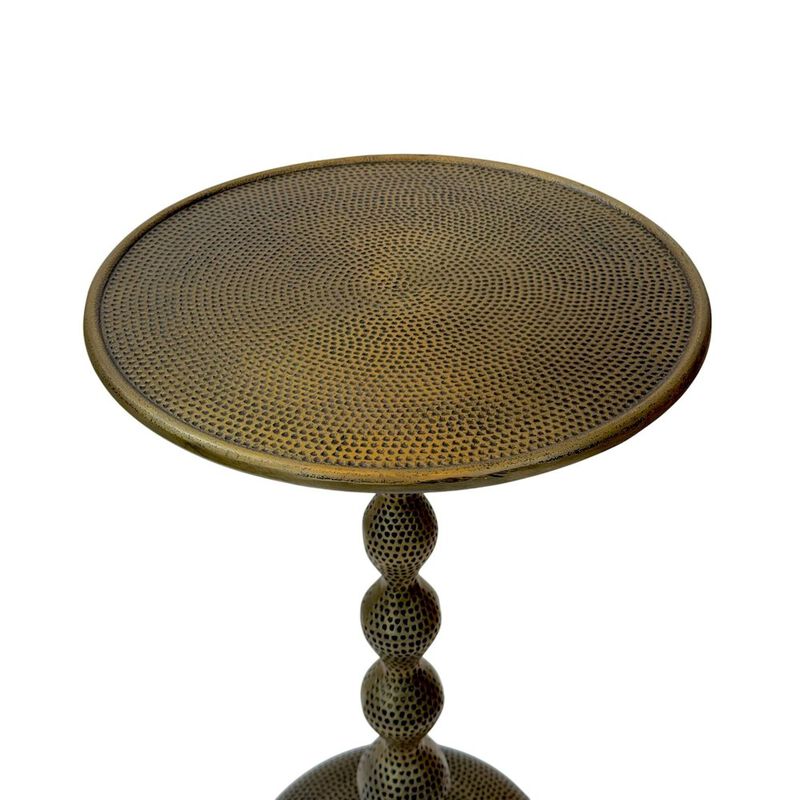 Carolina Chair & Table Pearson Hammered Dimple Metal Side Table - Antique Brass
