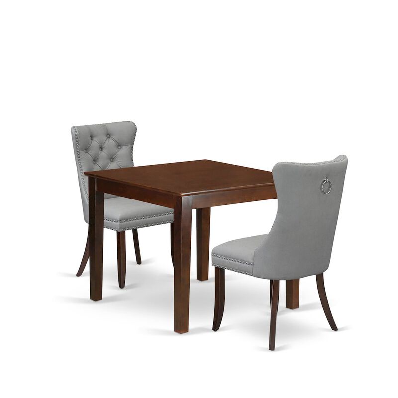 3 Piece Kitchen Table Set Contains a Square Modern Dining Table