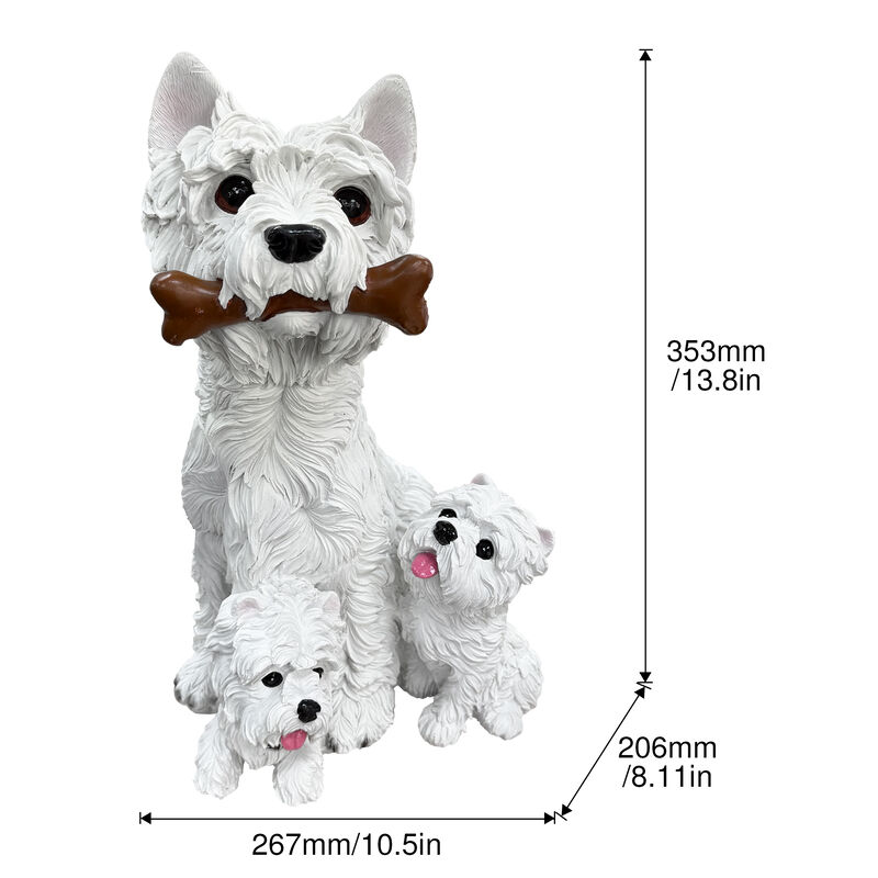 Vodcur 3 West Highland White Terrier Garden Statues image number 5