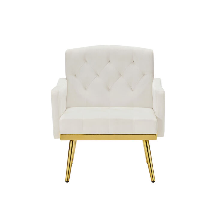 Streamdale Cream Velvet Armchair With Metal Legs