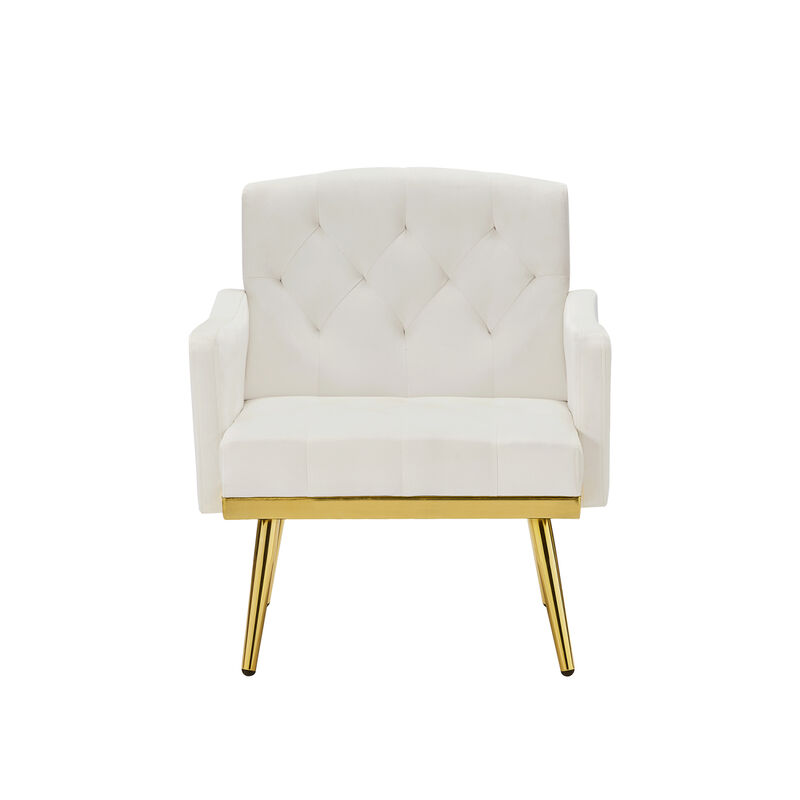 Streamdale Cream Velvet Armchair With Metal Legs image number 0