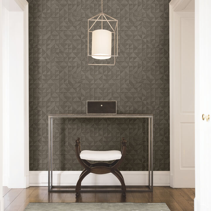 Gallerie Taupe Geometric Wood Wallpaper